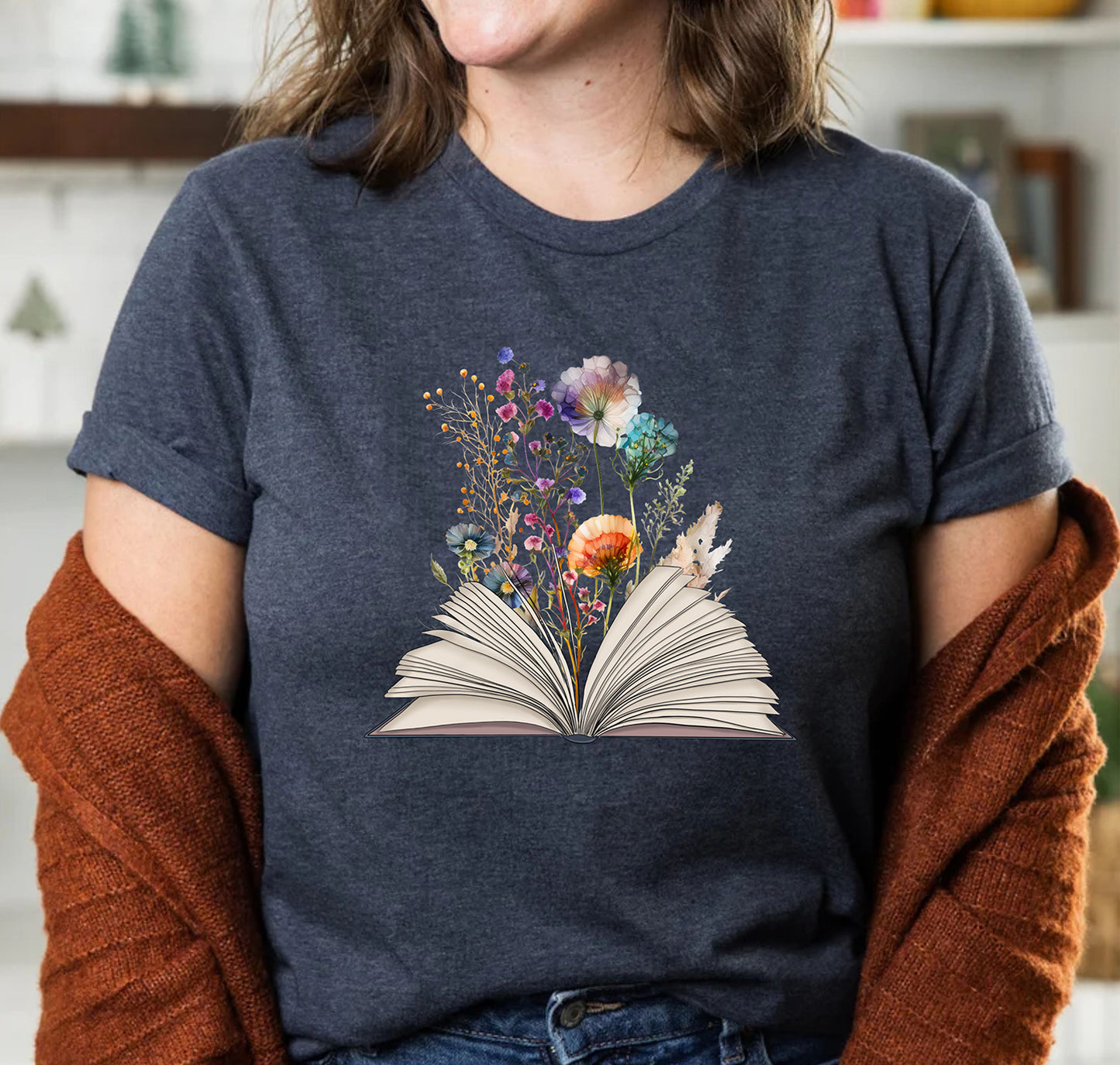 Wildflower With Book Lover Reading Bookworm Bookish Teachers T-Shirts