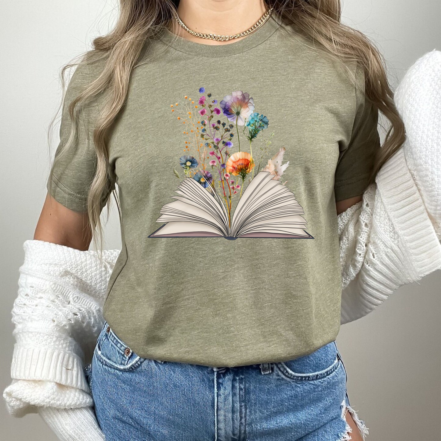 Wildflower With Book Lover Reading Bookworm Bookish Teachers T-Shirts