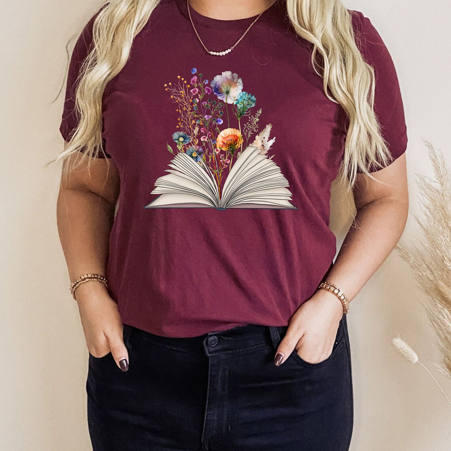 Wildflower With Book Lover Reading Bookworm Bookish Teachers T-Shirts