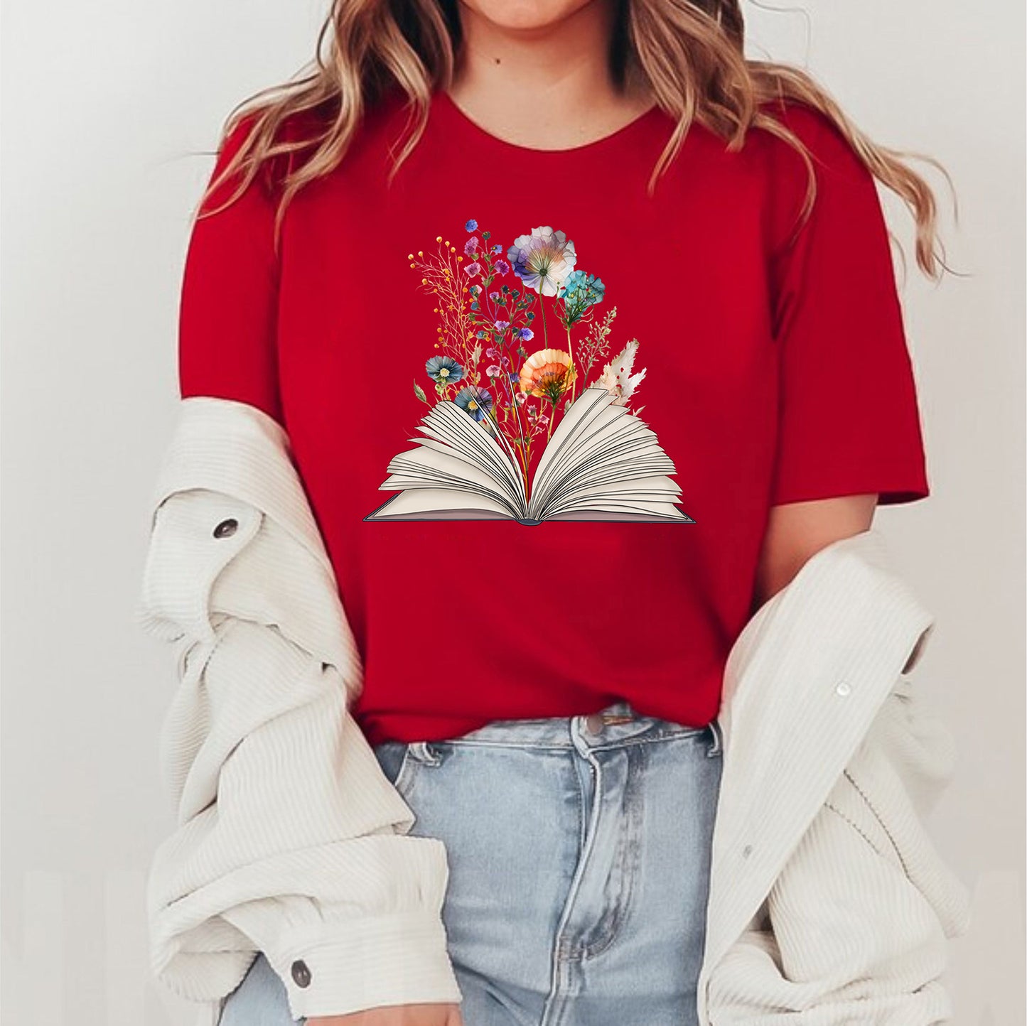 Wildflower With Book Lover Reading Bookworm Bookish Teachers T-Shirts