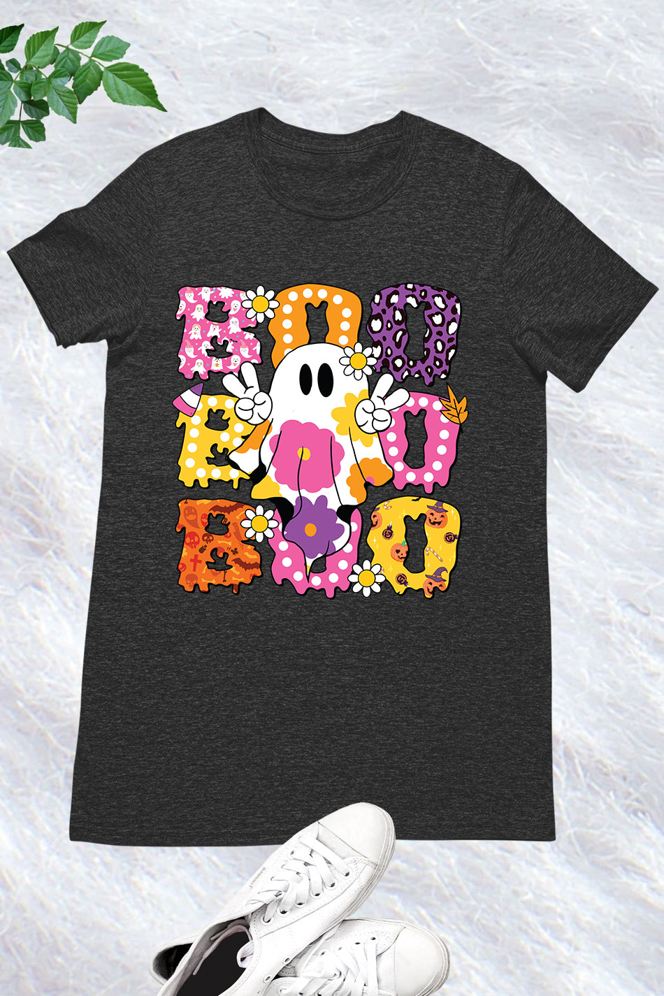 Cute Floral Ghost Boo Halloween Shirt