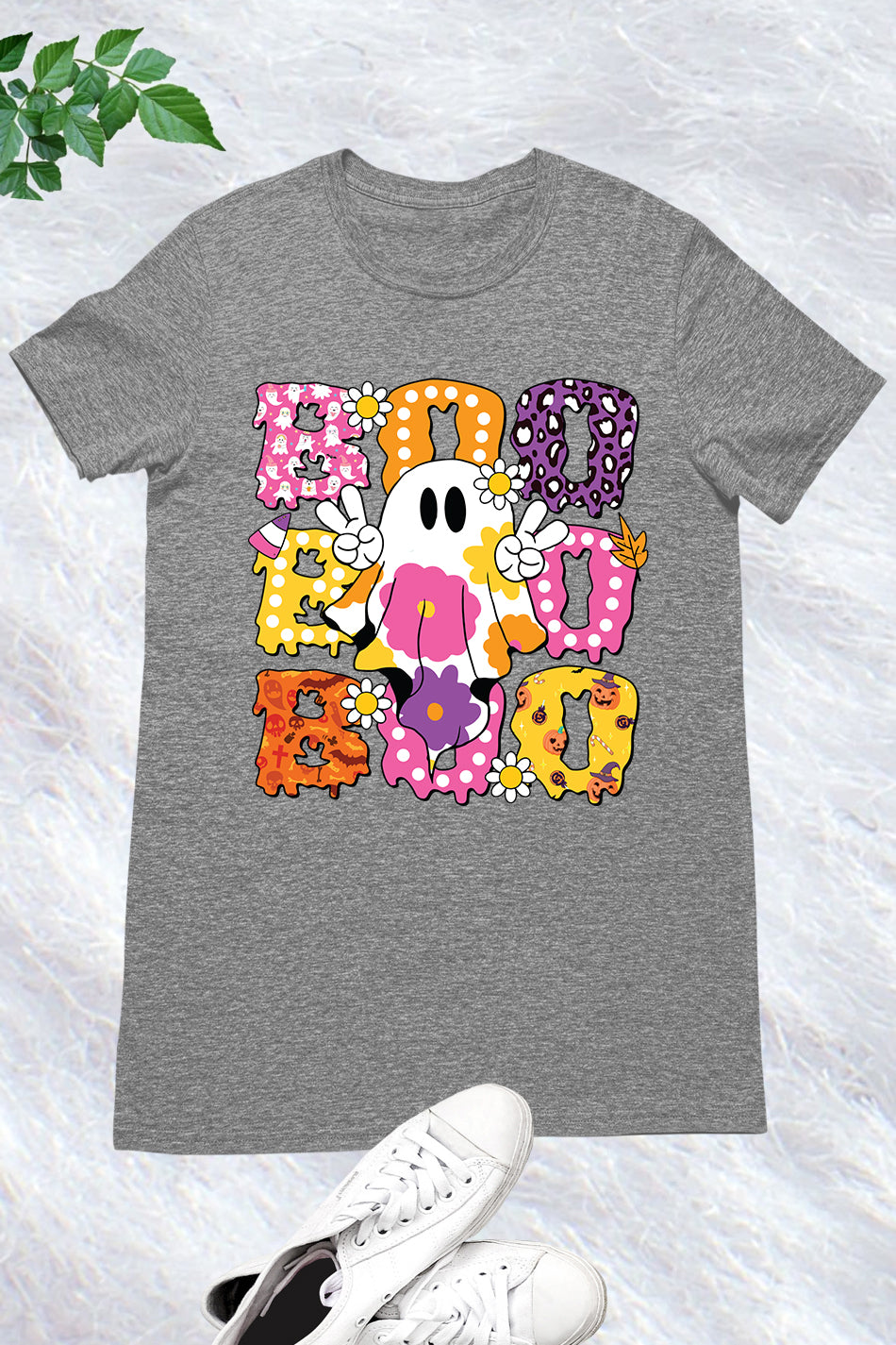 Cute Floral Ghost Boo Halloween Shirt