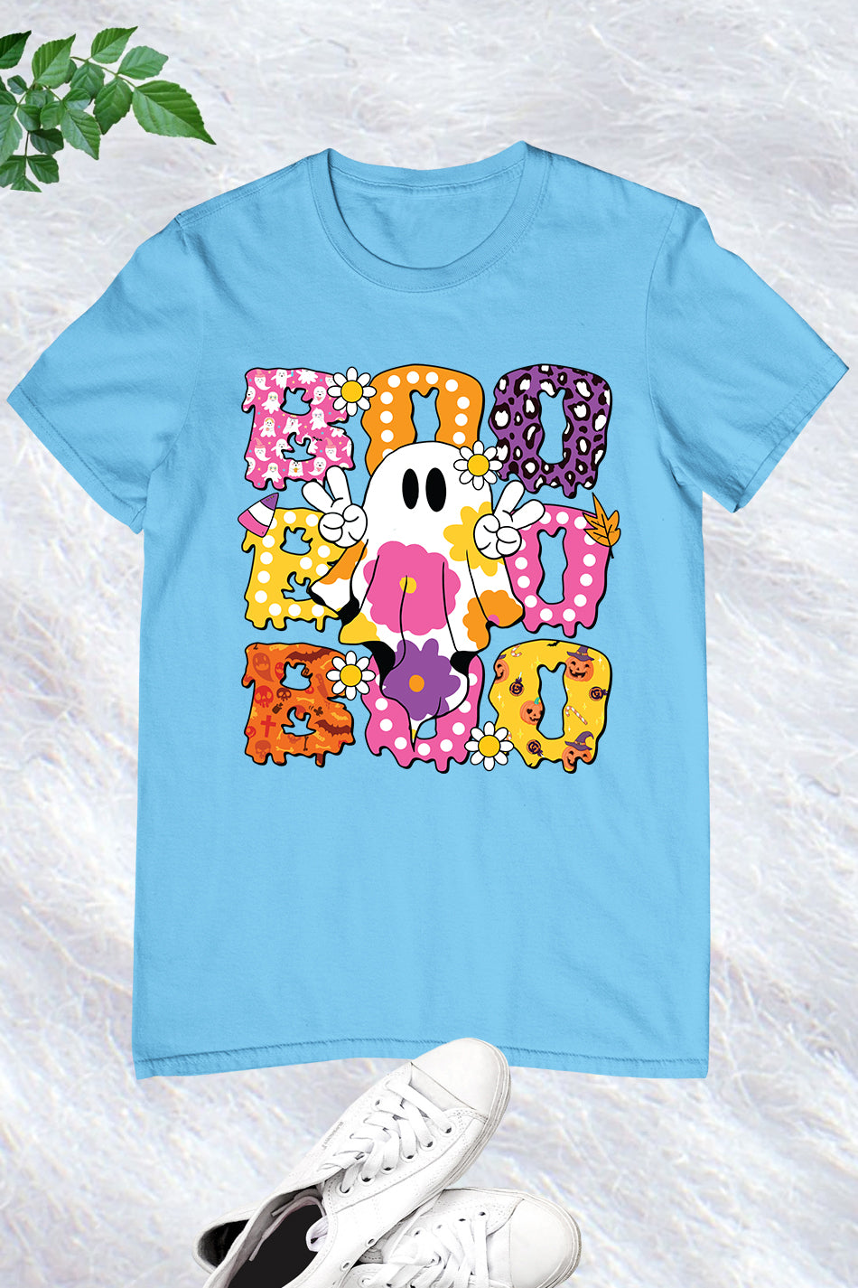 Cute Floral Ghost Boo Halloween Shirt