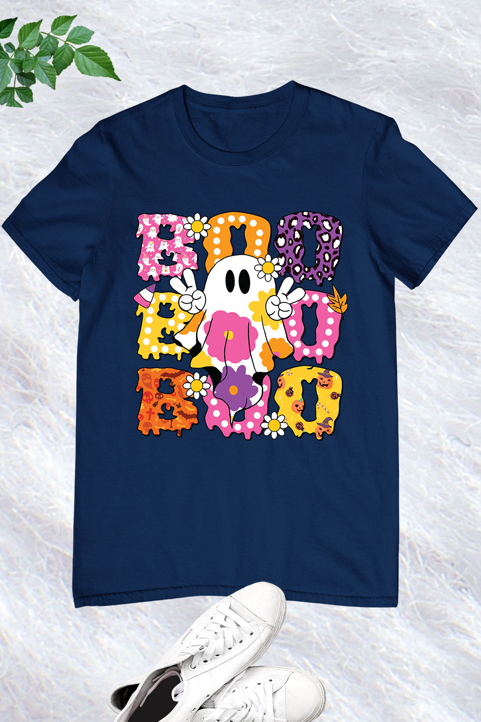 Cute Floral Ghost Boo Halloween Shirt