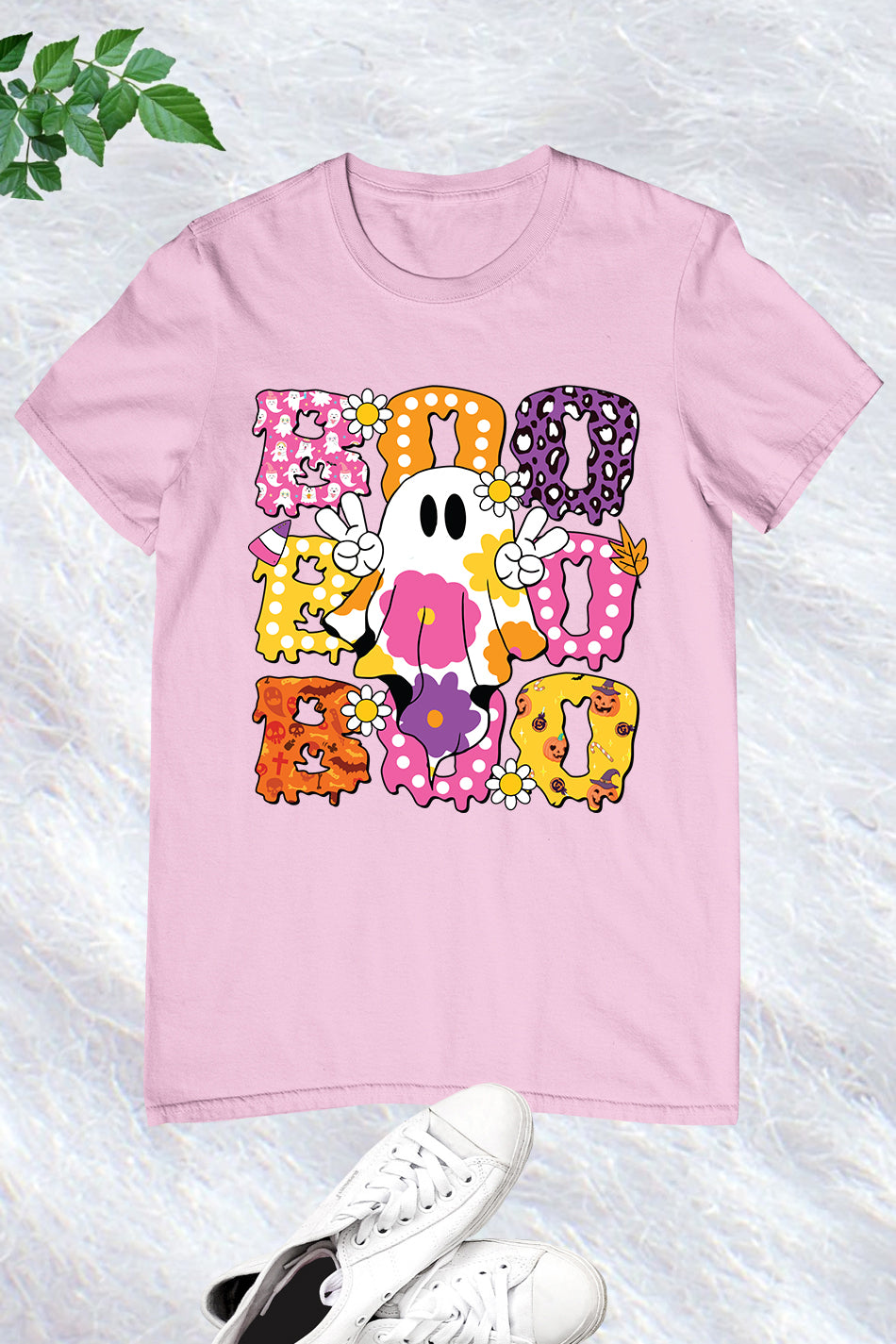 Cute Floral Ghost Boo Halloween Shirt