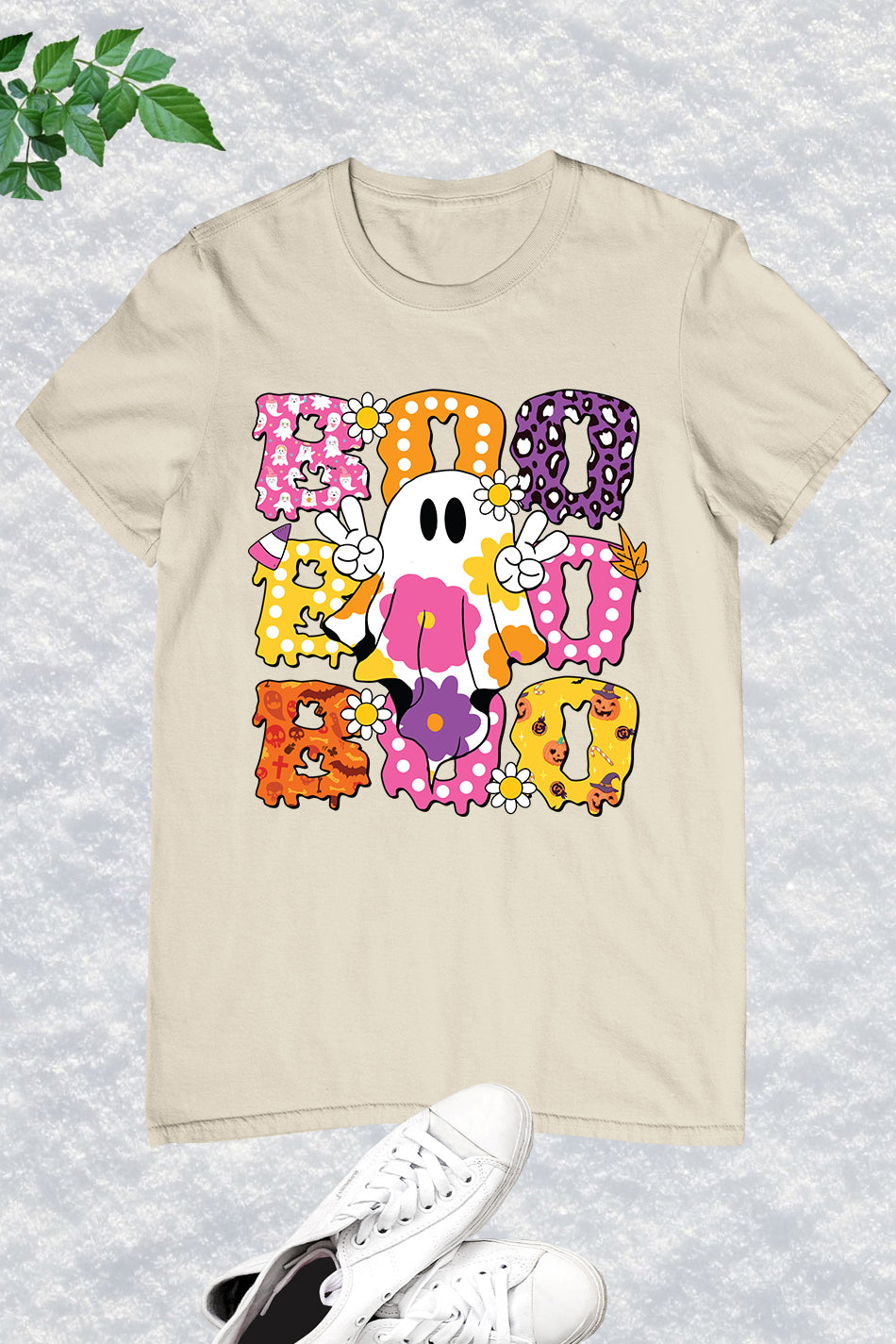 Cute Floral Ghost Boo Halloween Shirt