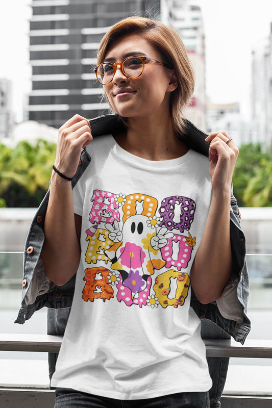 Cute Floral Ghost Boo Halloween Shirt