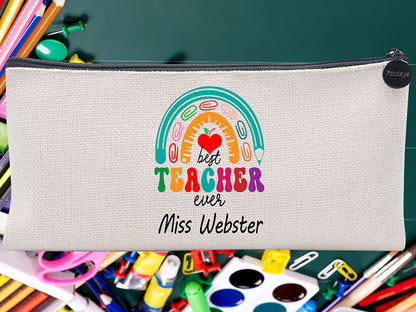 Teacher Appreciations Rainbow Custom Thank You Pouch Bag Pencil Case