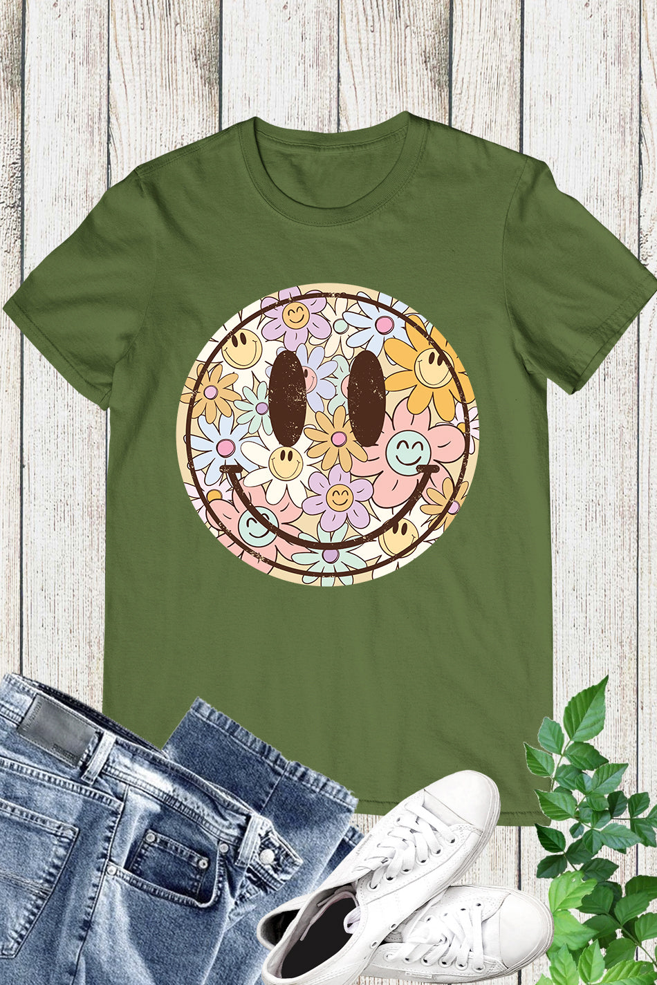 Happy Smile Face Boho Flower Shirt