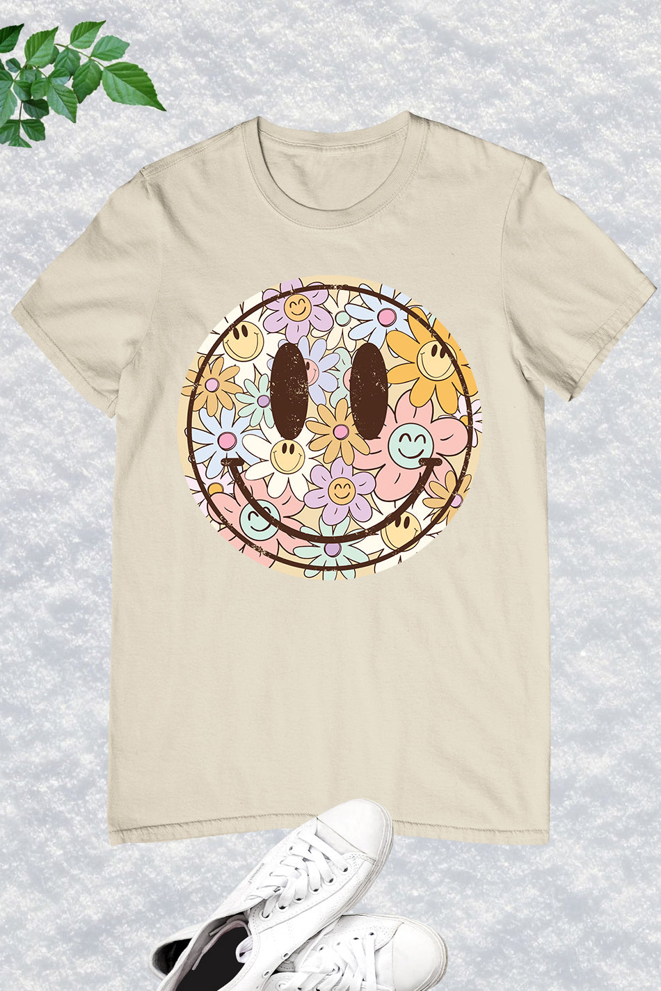 Happy Smile Face Boho Flower Shirt