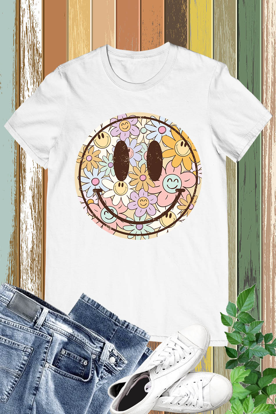 Happy Smile Face Boho Flower Shirt