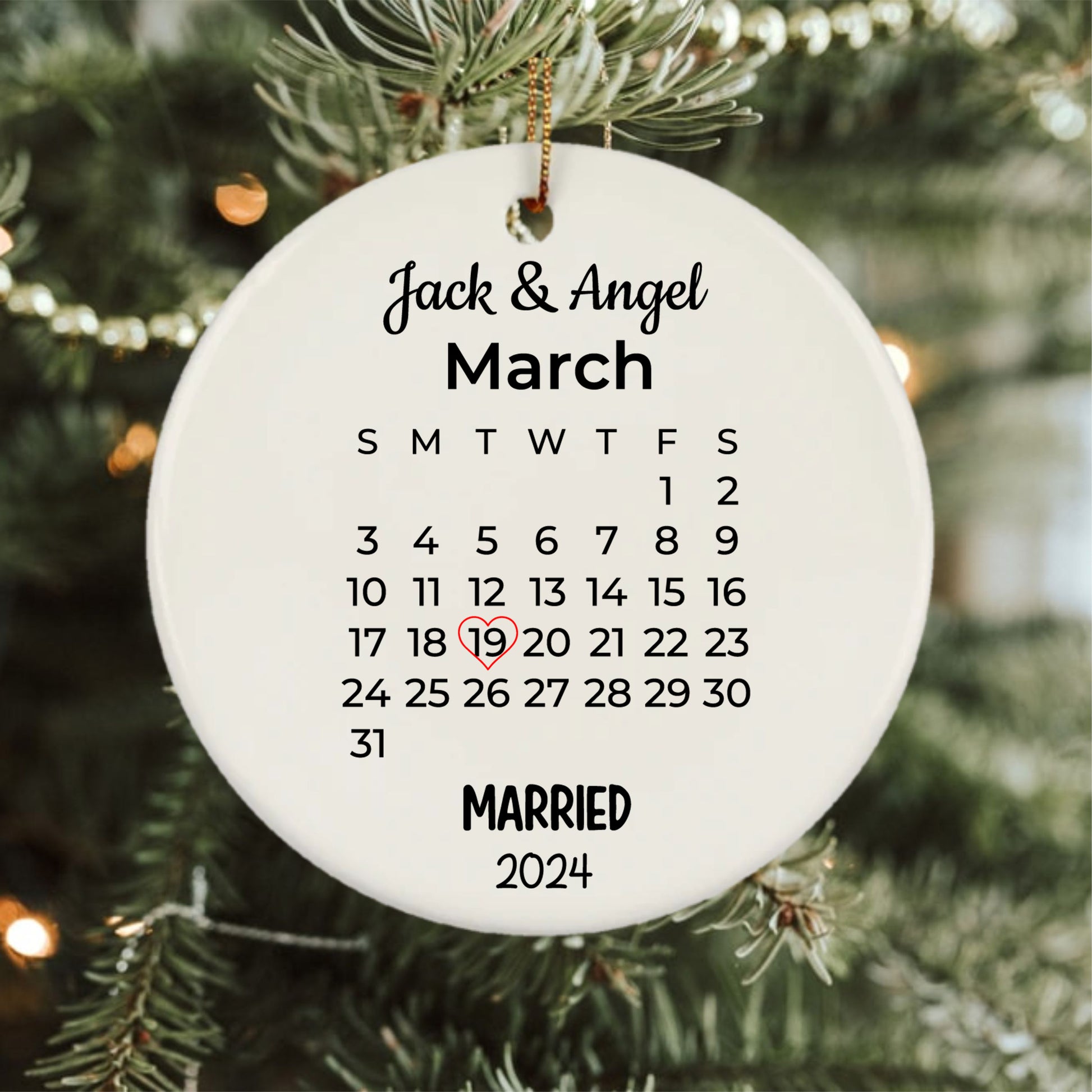 Custom Married Date Calendar Ornaments