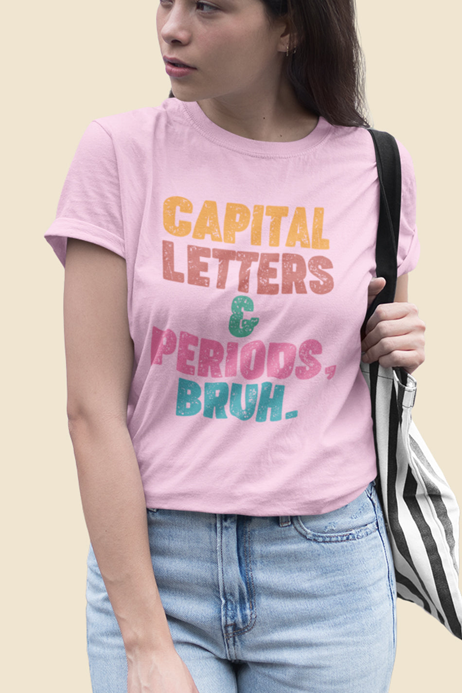 Capital Letters and Periods Bruh Funny Grammar Shirt