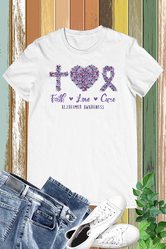 Faith Love Cure Alzheimer Awareness Shirts