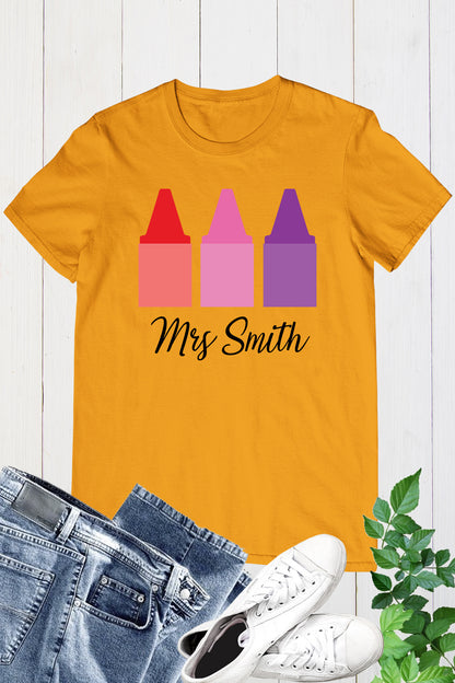 Personalized Teacher Crayon T Shirt