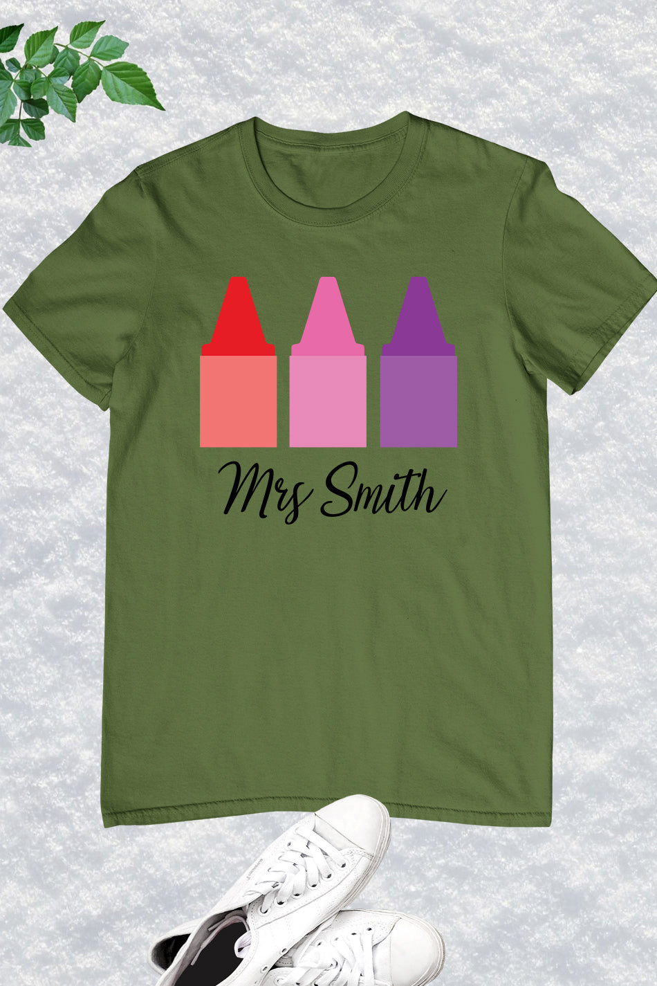 Personalized Teacher Crayon T Shirt