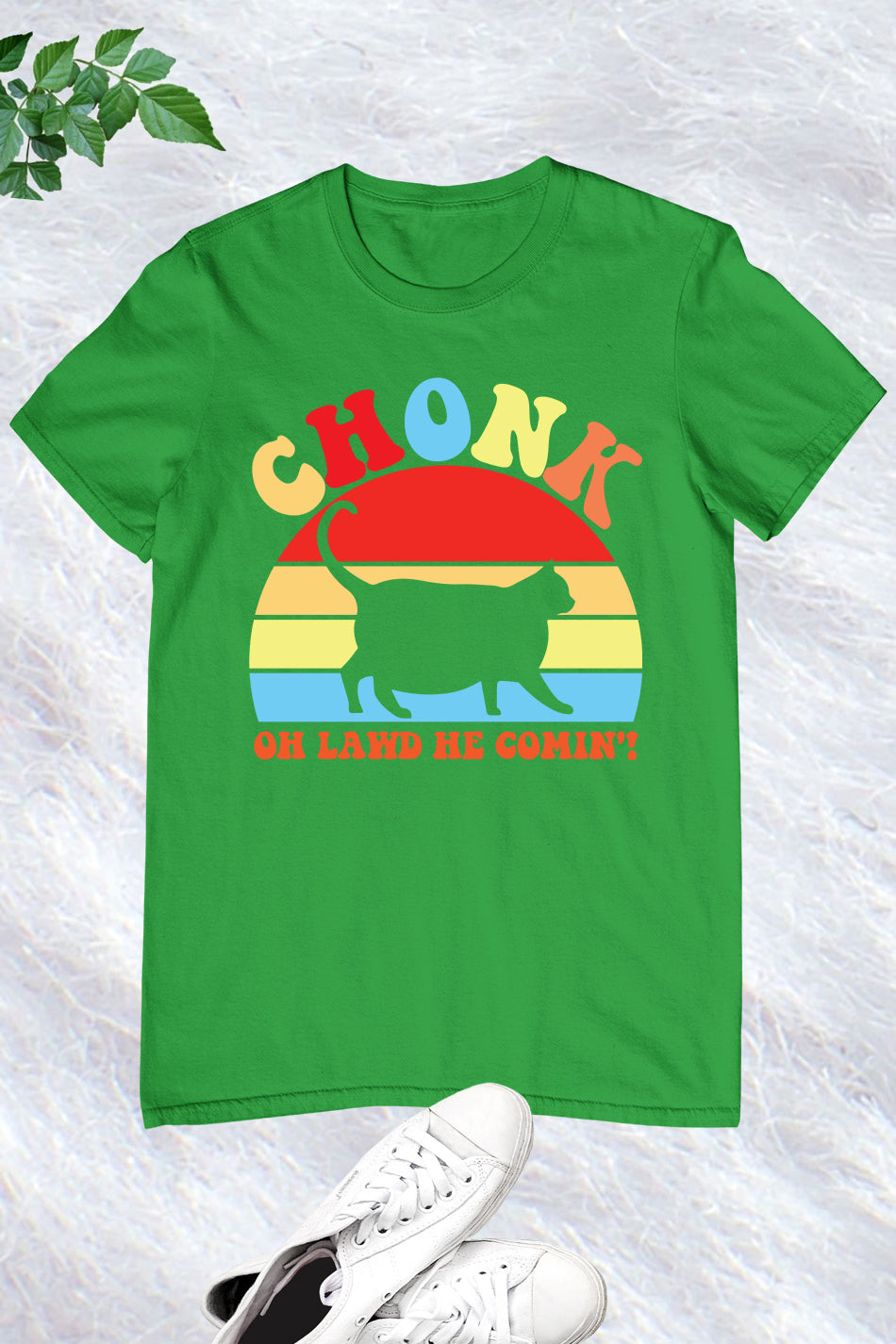 Chonk Oh Lawd He Comin Funny cat Shirt