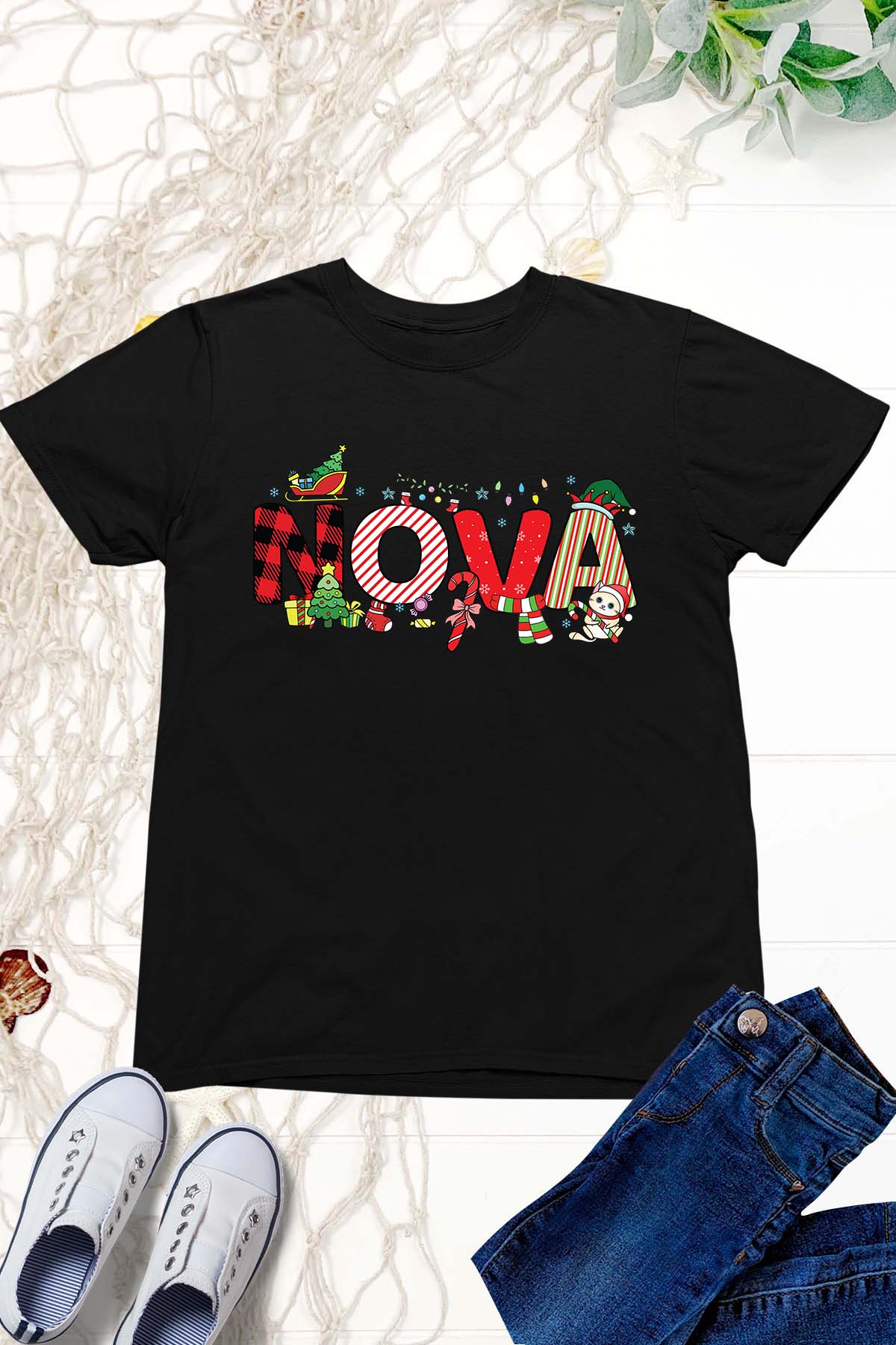 Personalized Girls Christmas T Shirt With Name