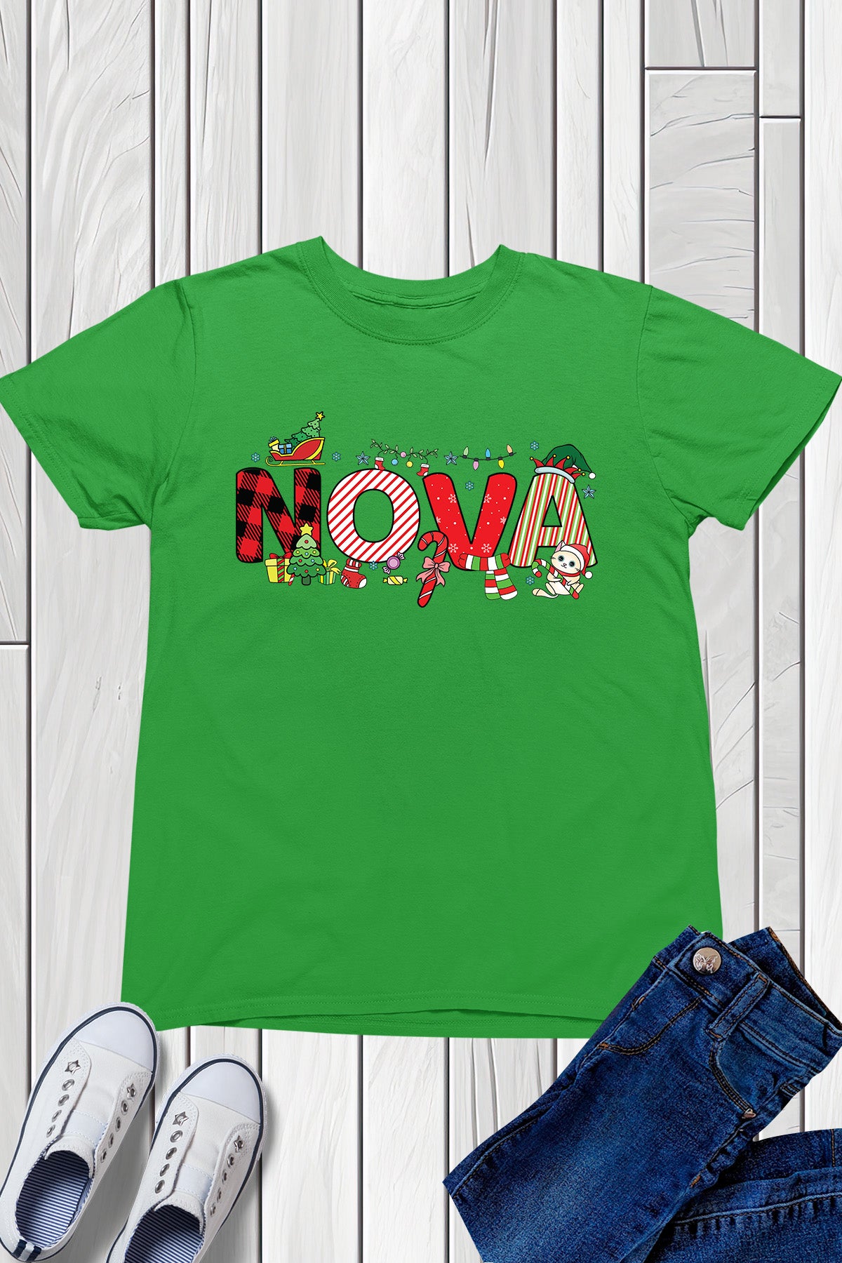 Personalized Girls Christmas T Shirt With Name