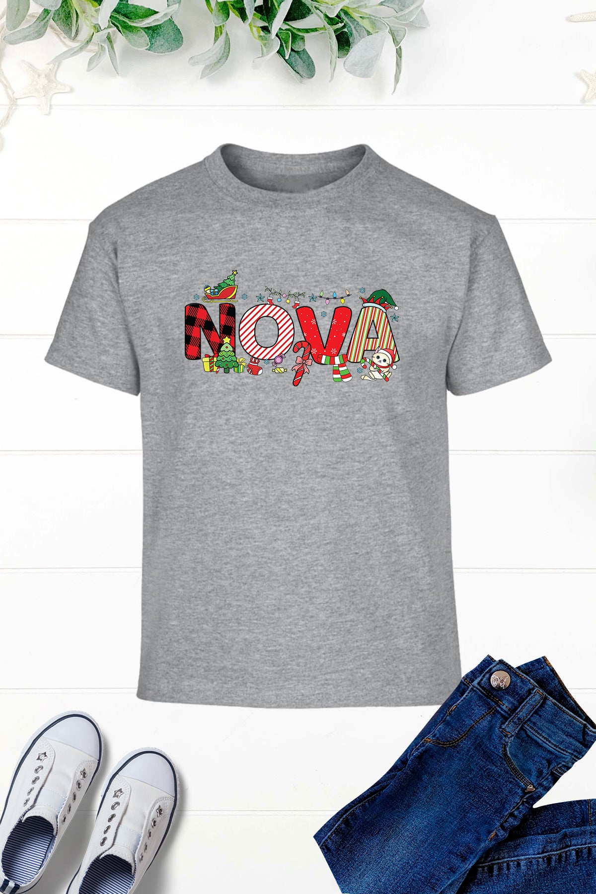 Personalized Girls Christmas T Shirt With Name