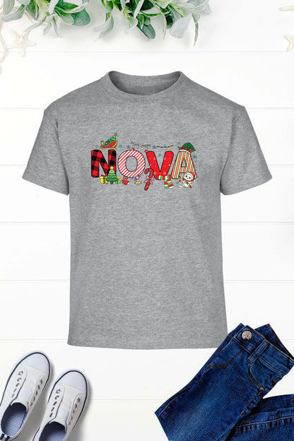 Personalized Girls Christmas T Shirt With Name