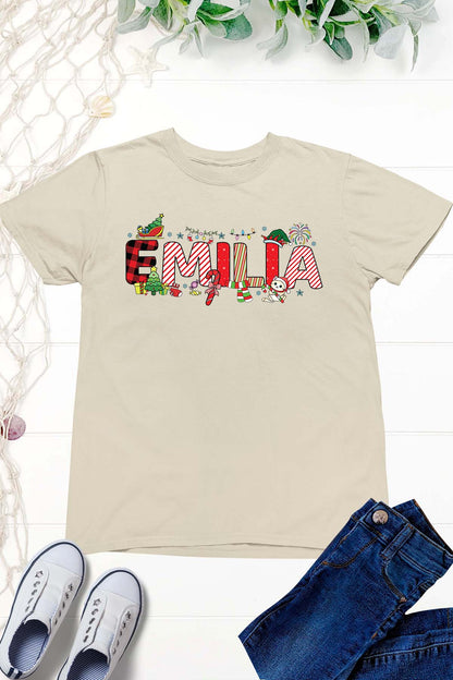 Personalized Girls Christmas T Shirt With Name