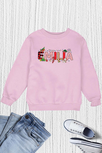 Personalized Girls Christmas T Shirt With Name