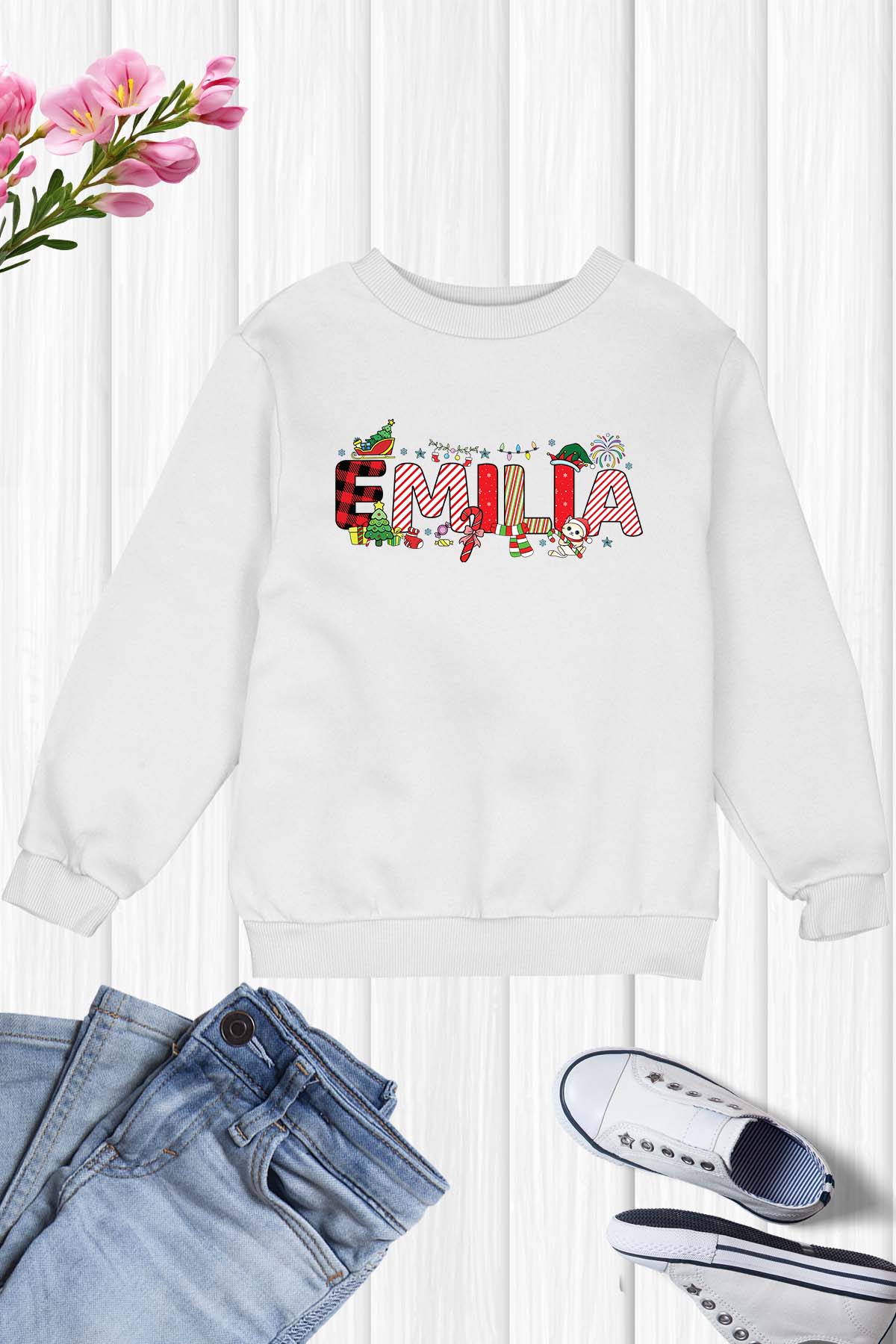 Personalized Girls Christmas T Shirt With Name