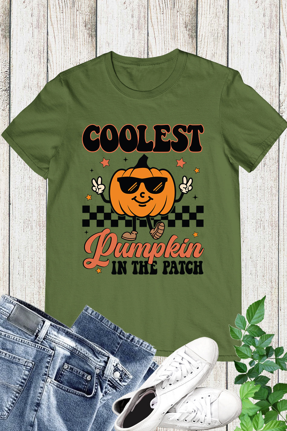 Coolest Pumpkin in The Patch Retro Halloween Boy Shirt