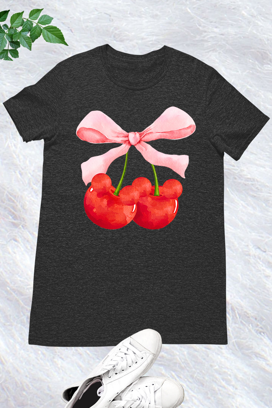 Mouse Ears Cherry Bow Coquette T Shirt