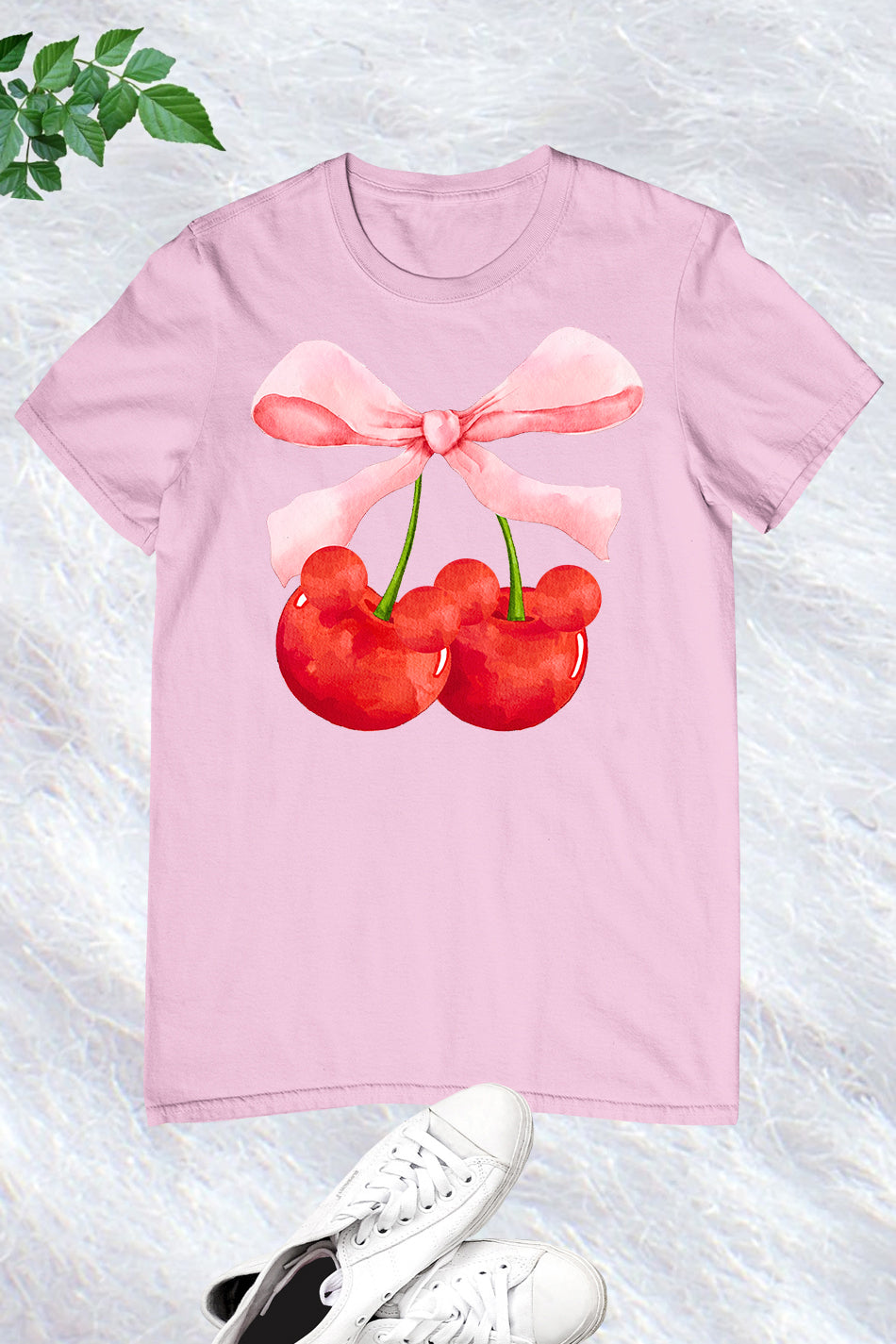 Mouse Ears Cherry Bow Coquette T Shirt