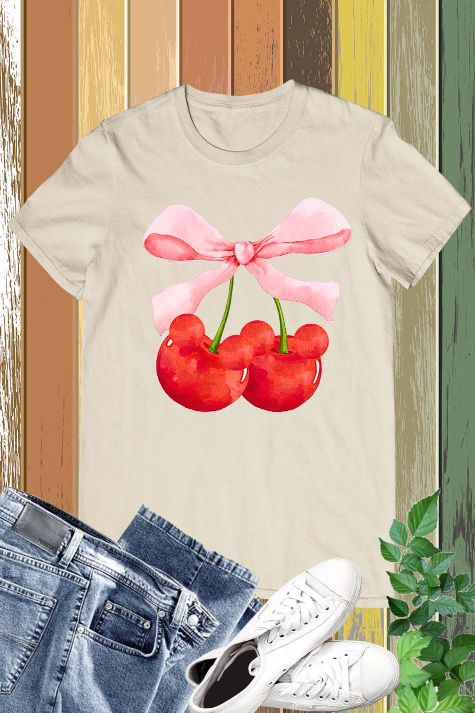 Mouse Ears Cherry Bow Coquette T Shirt