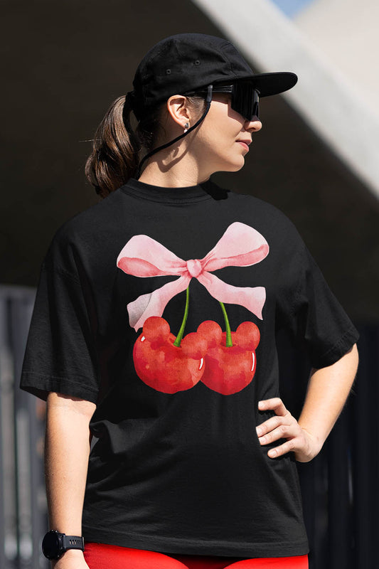 Mouse Ears Cherry Bow Coquette T Shirt