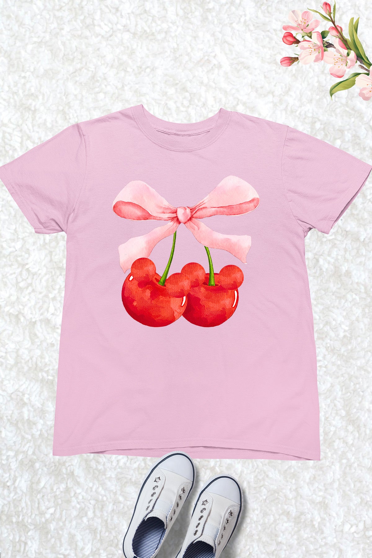 Mouse Ears Cherry Bow Coquette T Shirt