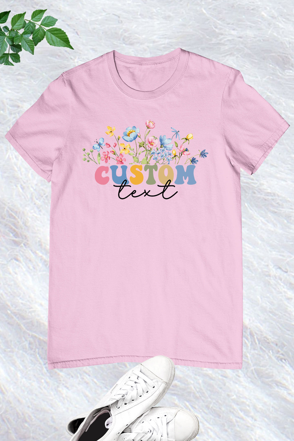 Custom Text With Wildflower T Shirt