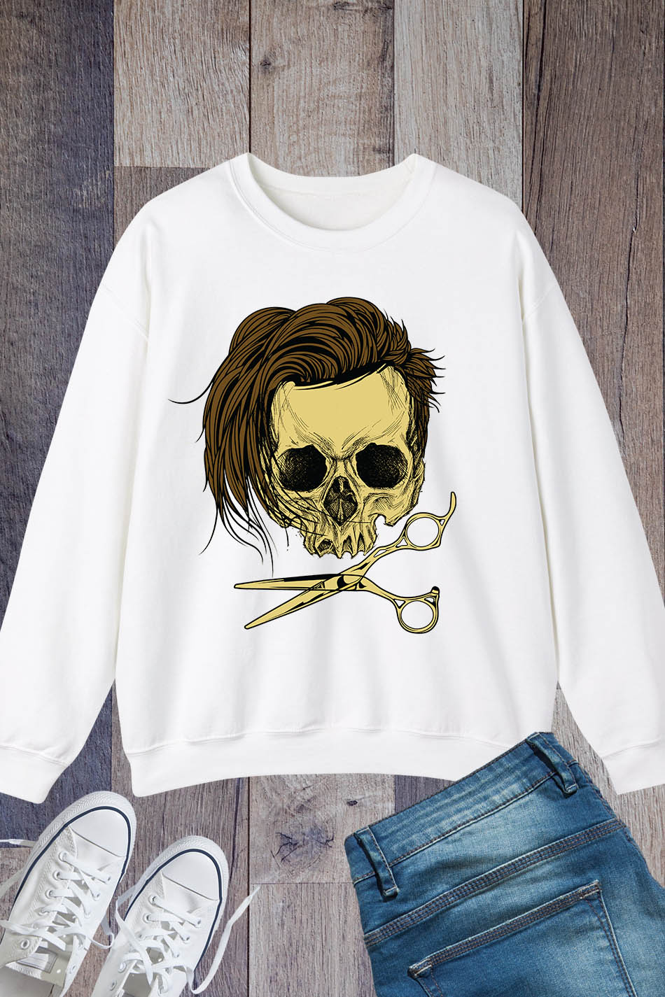 Cute Hairstylist Vintage Sugar Skull Sweatshirt