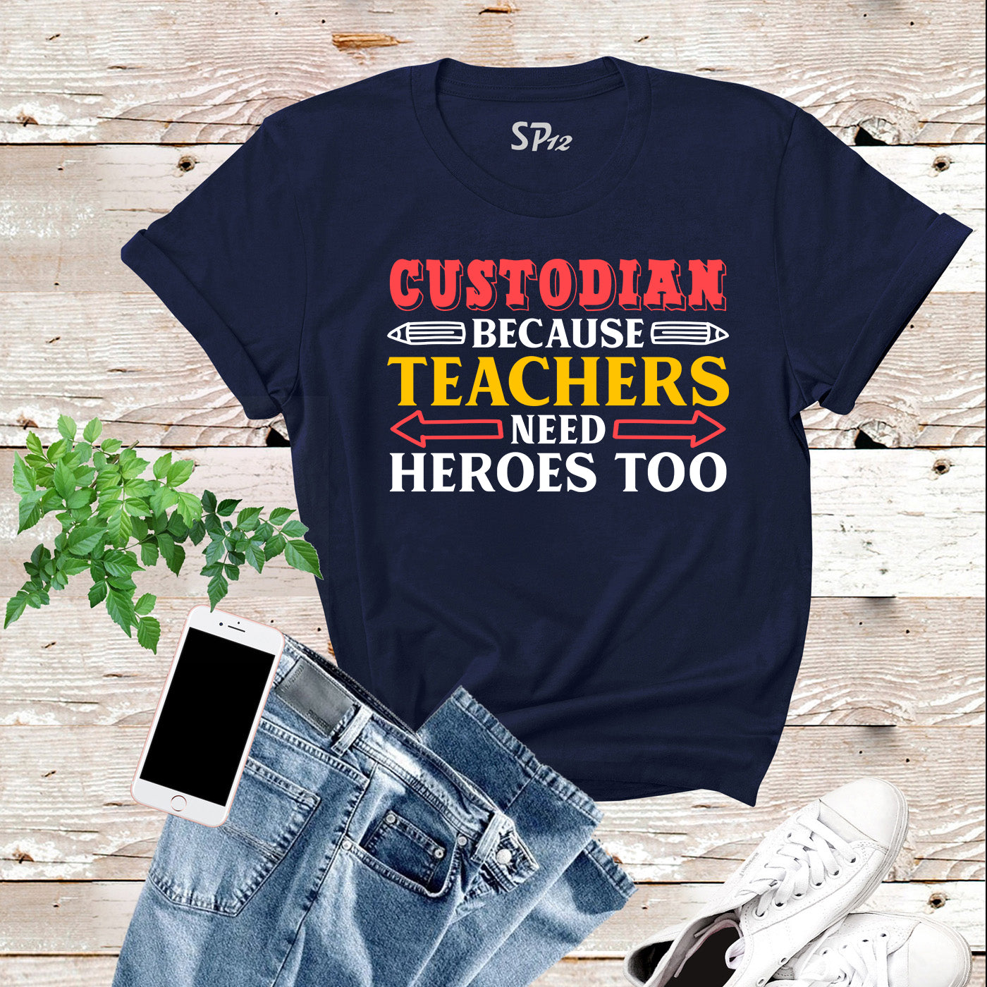 Custodian Because Teachers Need Heroes Too T Shirt