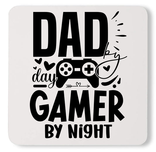 Funny Dad by Day Gamer by Night Custom Father's Day Coaster