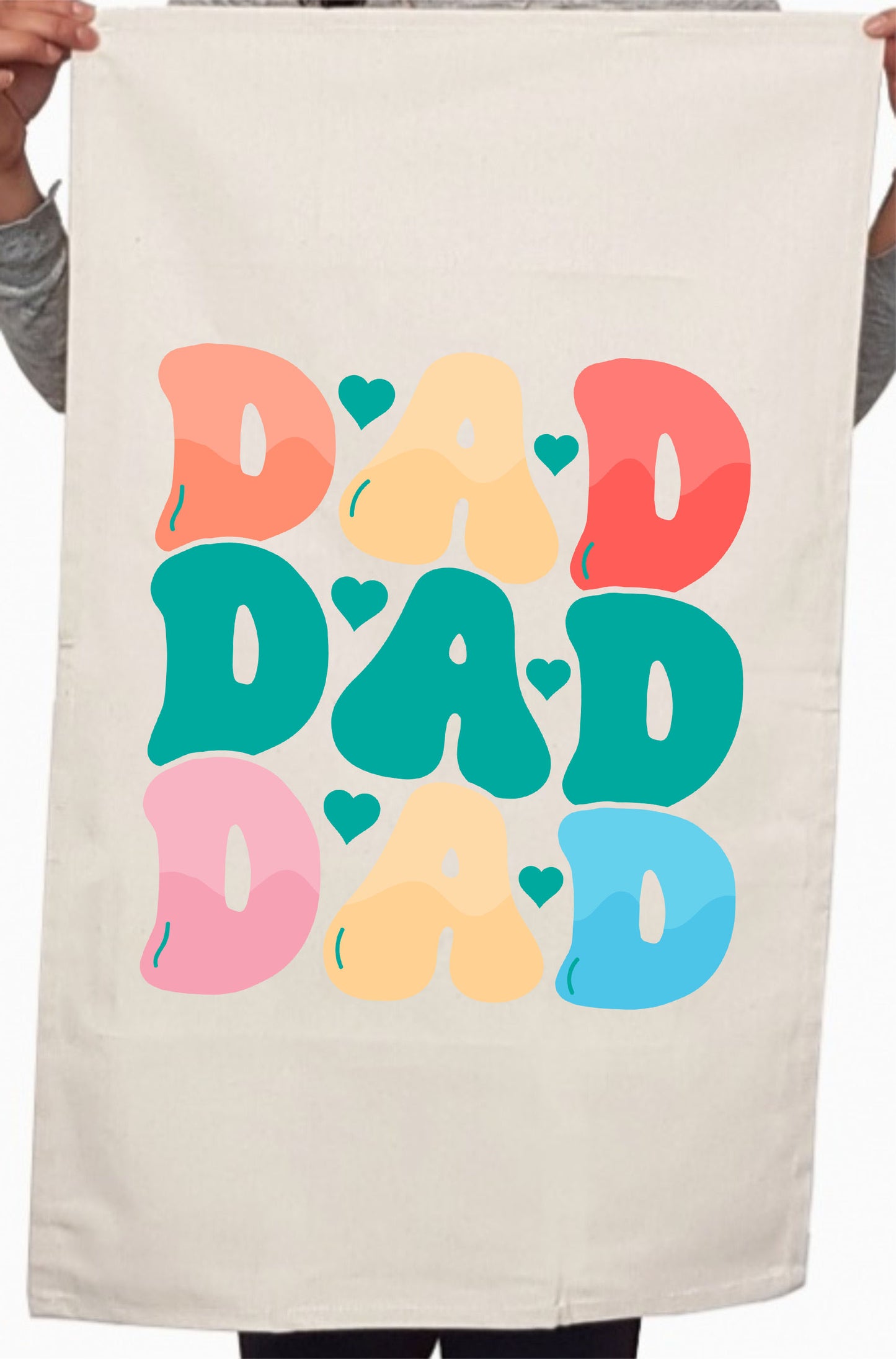 Dad Father's Day Custom Names Daddy Kitchen Table Tea Towel