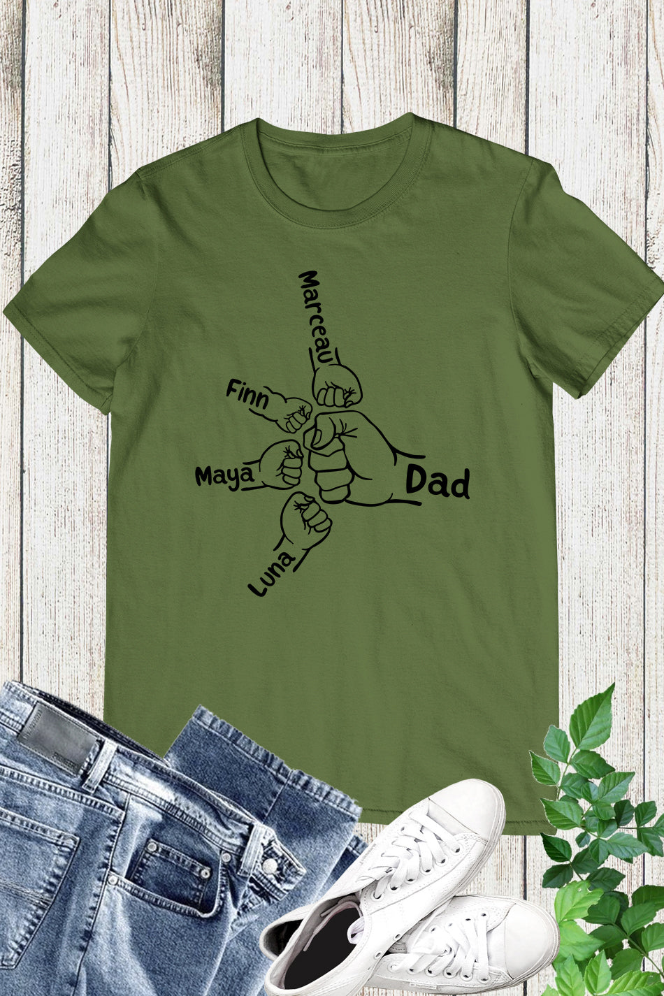 Personalized Dad Shirt With Fist Bump and Childs Name