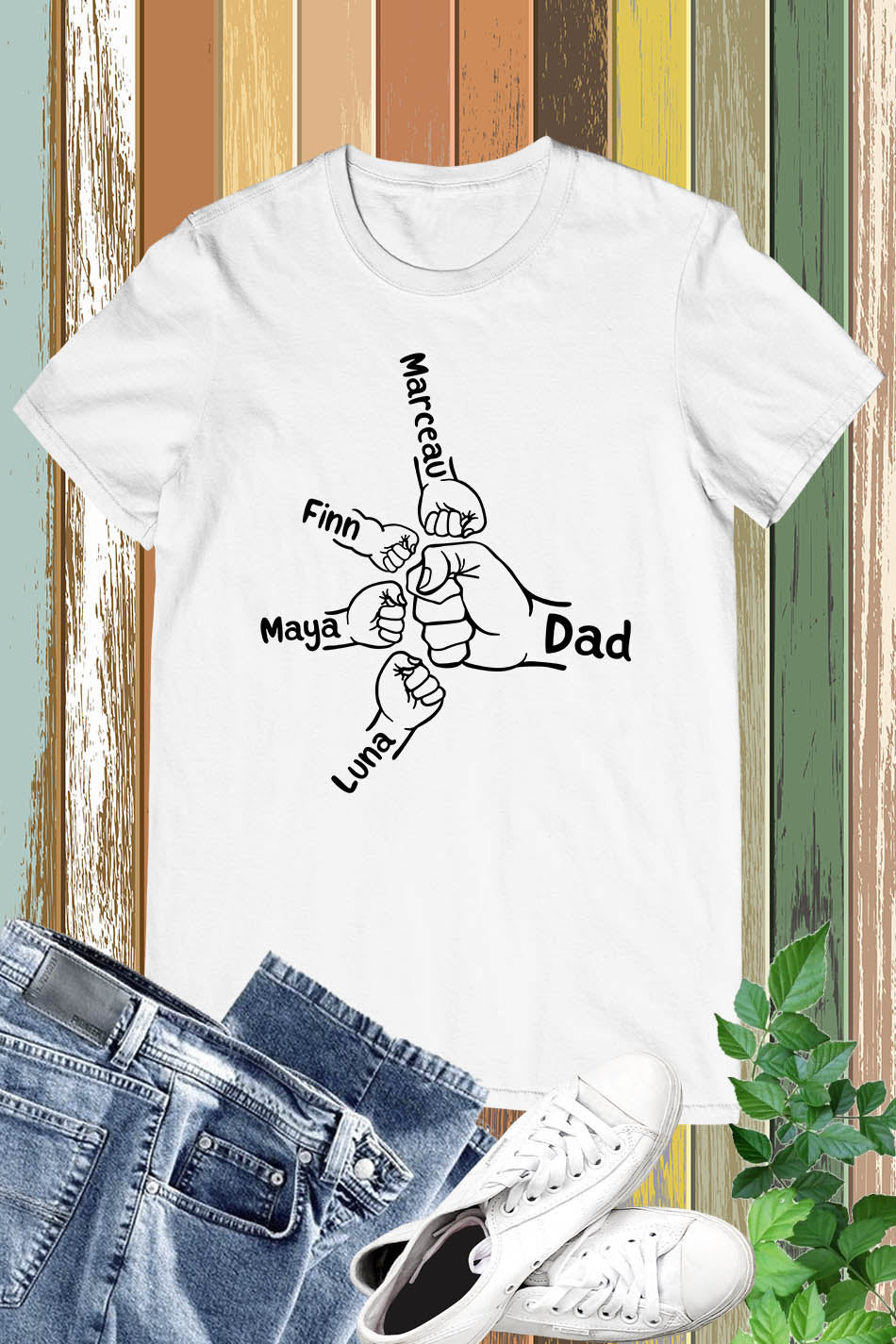 Personalized Dad Shirt With Fist Bump and Childs Name