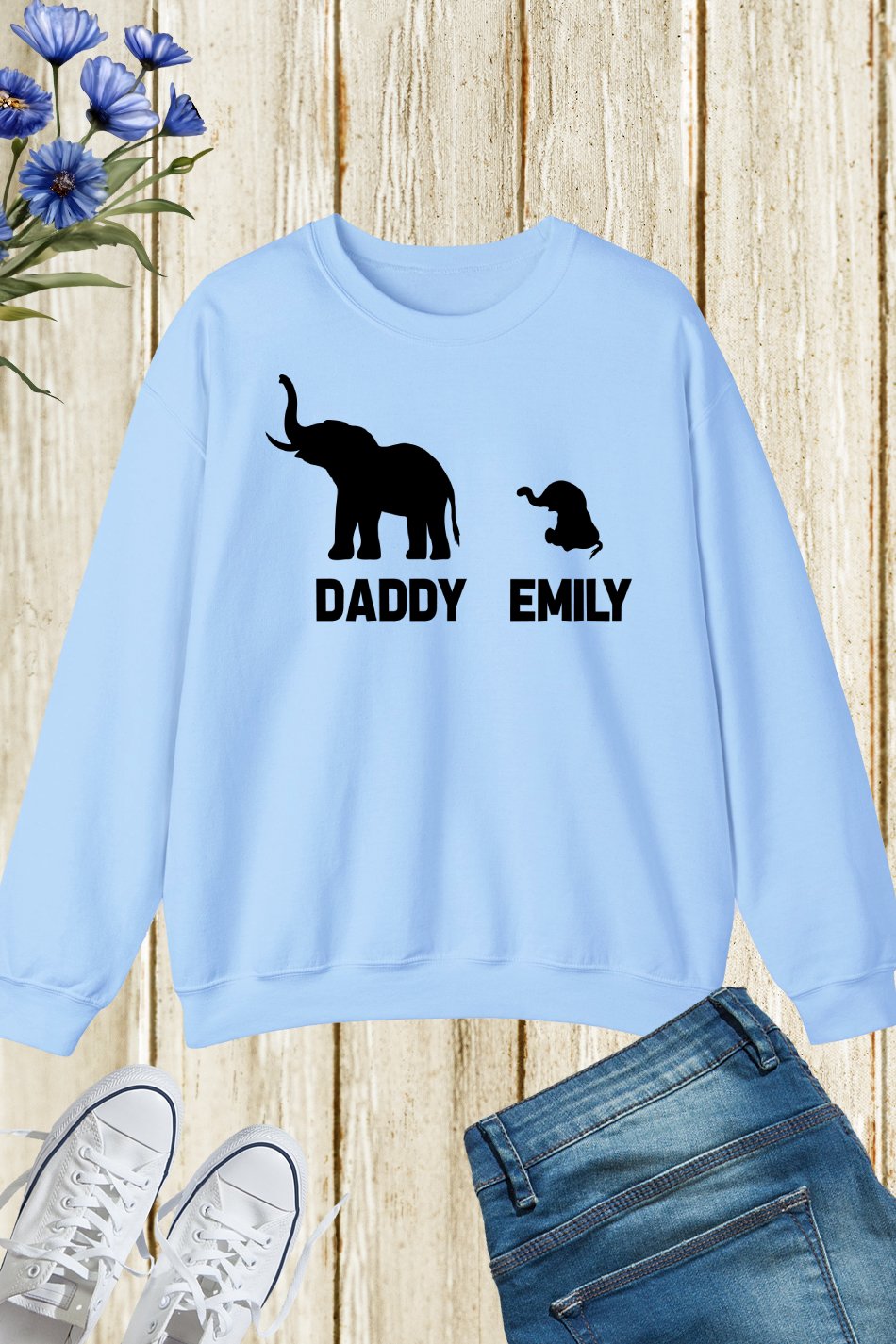 Personalized Elephant Dad and Child Sweatshirt