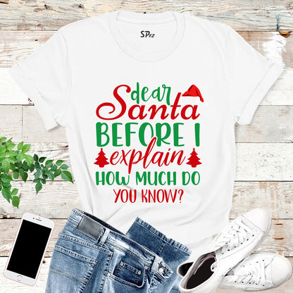 Dear Santa Before I Explain How Much Do You Know T Shirt