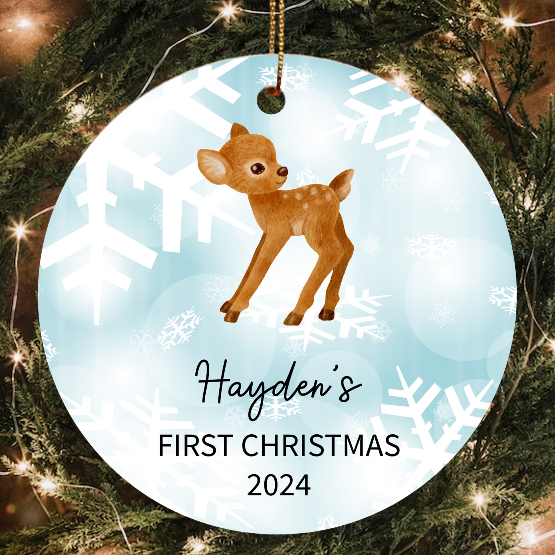 Personalized Baby Deer Christmas Ornament