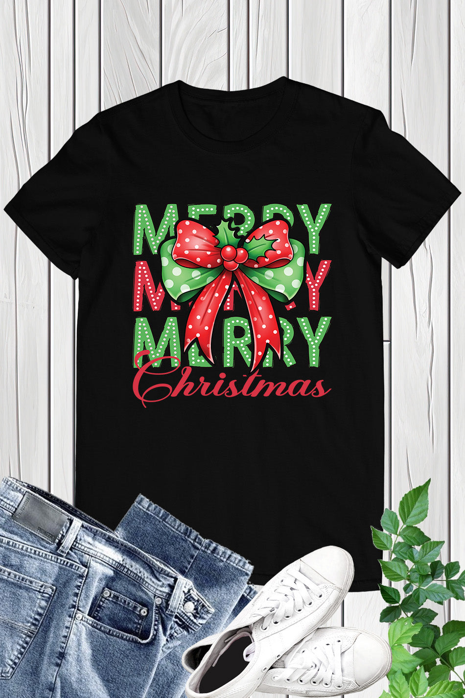 Merry Christmas Coquette Bow Shirt