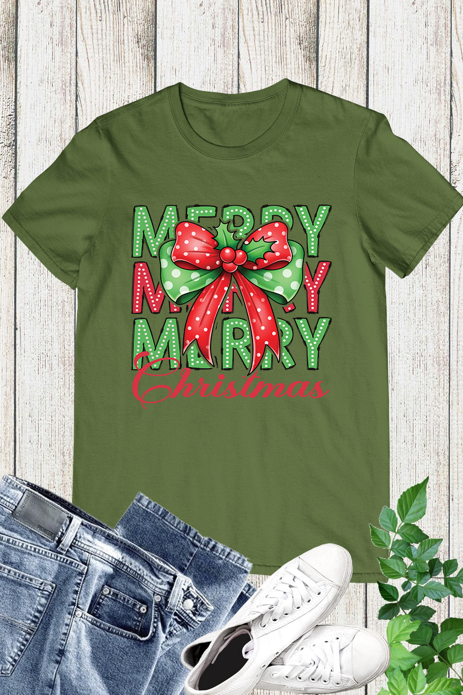 Merry Christmas Coquette Bow Shirt