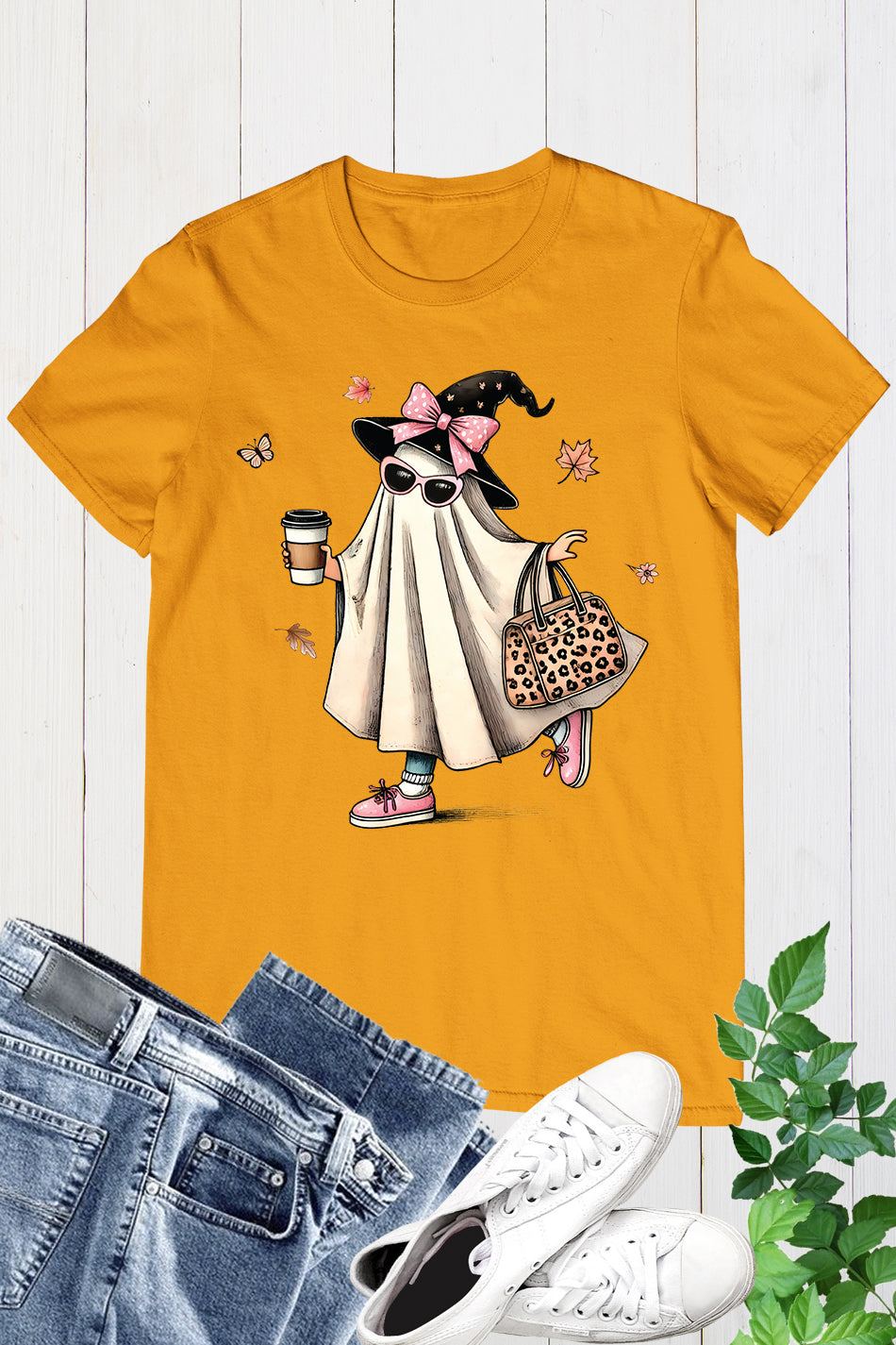 Halloween Fall Cute Ghost & Coffee Shirt