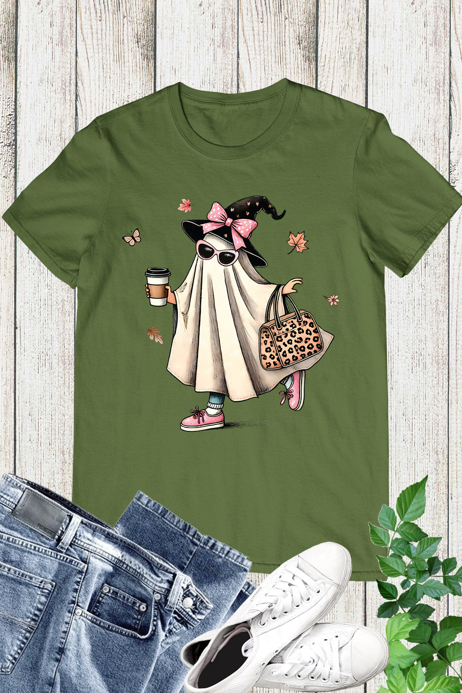 Halloween Fall Cute Ghost & Coffee Shirt