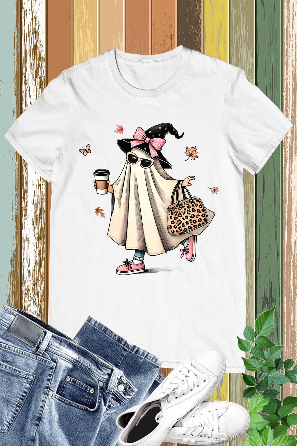 Halloween Fall Cute Ghost & Coffee Shirt