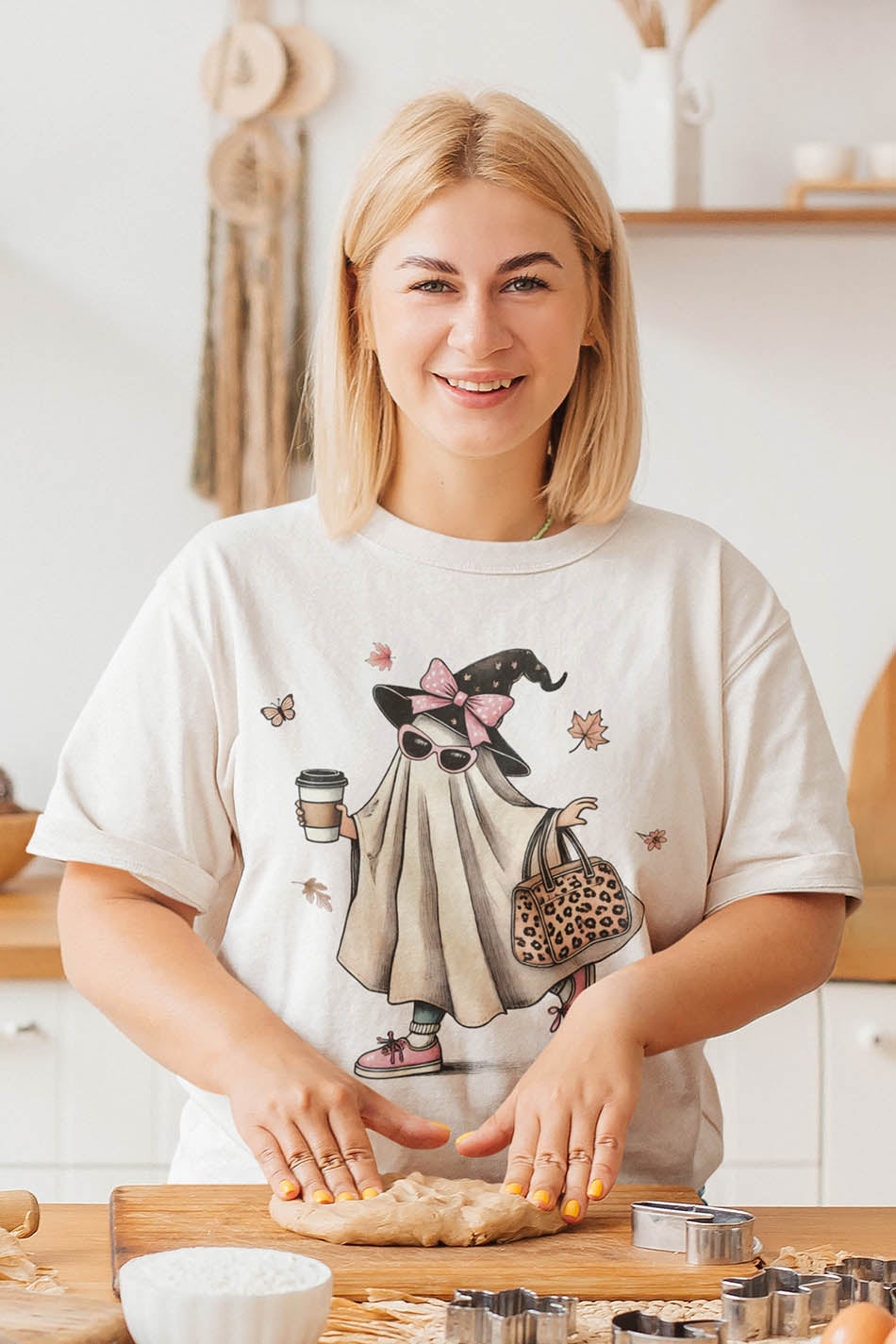 Halloween Fall Cute Ghost & Coffee Shirt